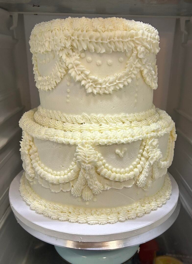 pretty ruffled wedding cake