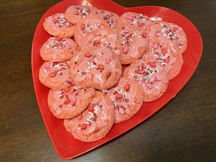 Strawberry Valentine Cake Mix Cookies
