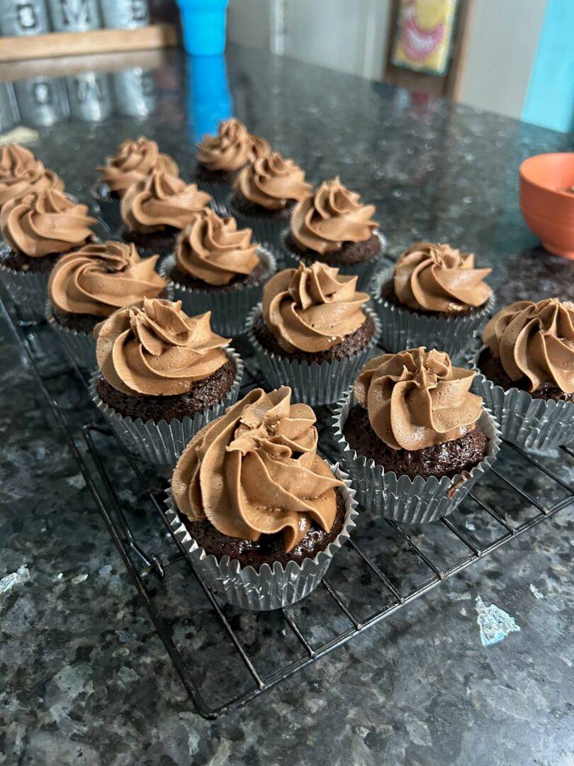 chocolate cupcakes with chocolate frosting