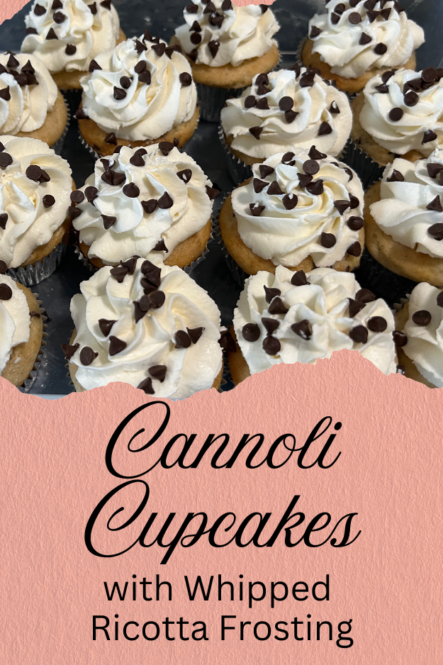 easy cannoli cupcakes with ricotta frosting pin for pinterest