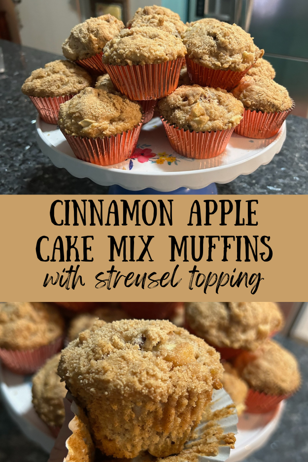 Cinnamon Apple Cake Mix Muffins pin for pinterest