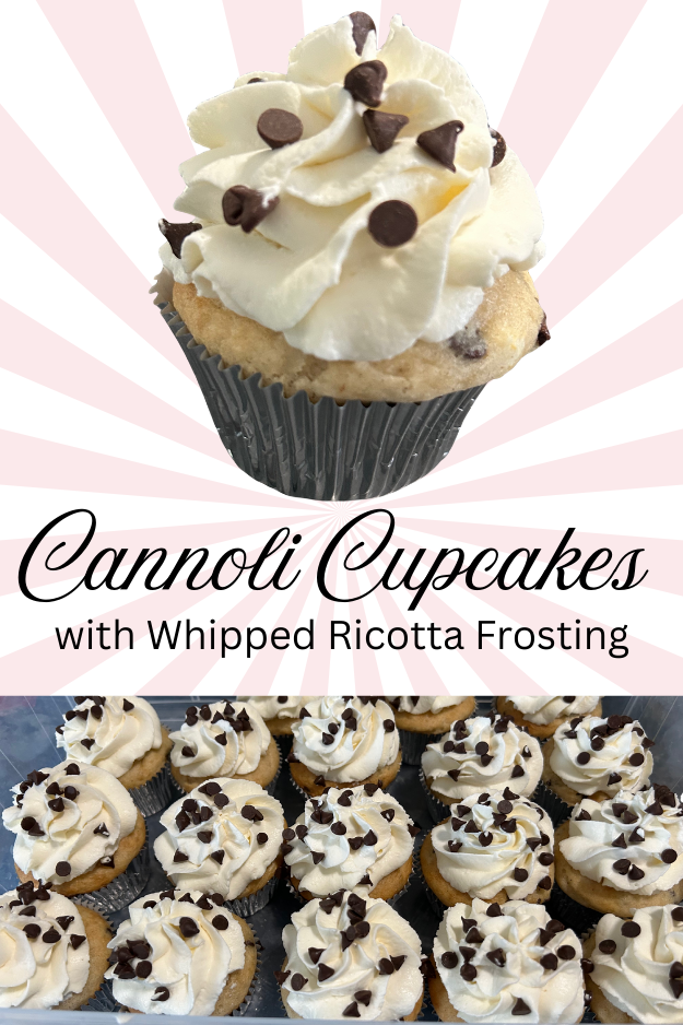 easy cannoli cupcakes with ricotta frosting pin for pinterest