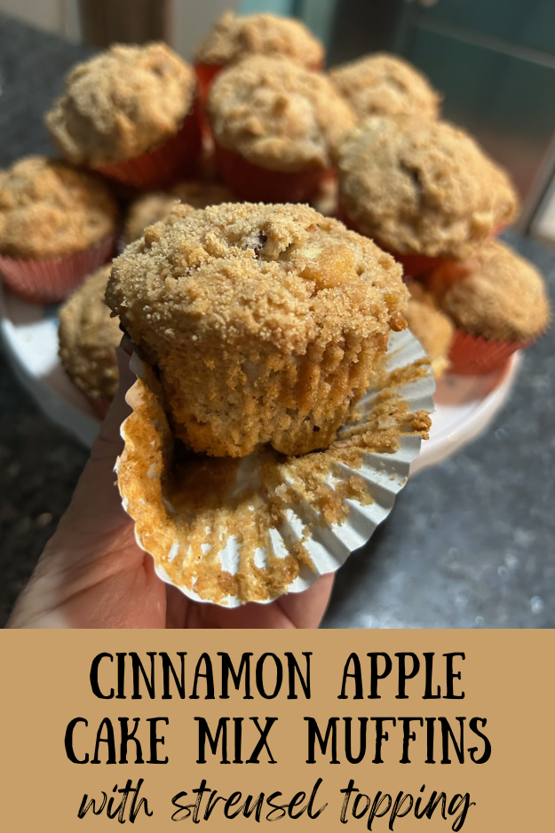Cinnamon Apple Cake Mix Muffins pin for pinterest