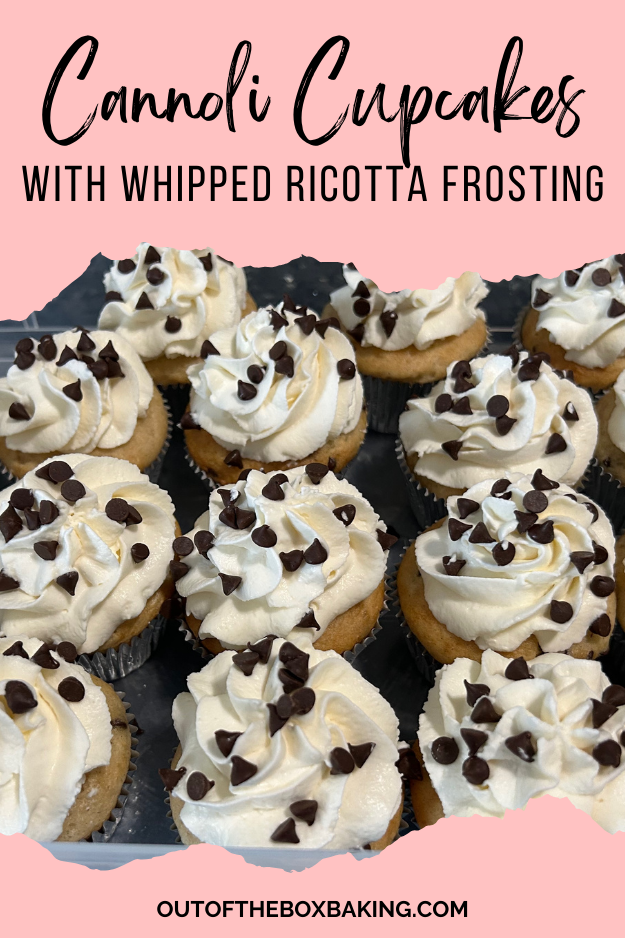 easy cannoli cupcakes with ricotta frosting pin for pinterest