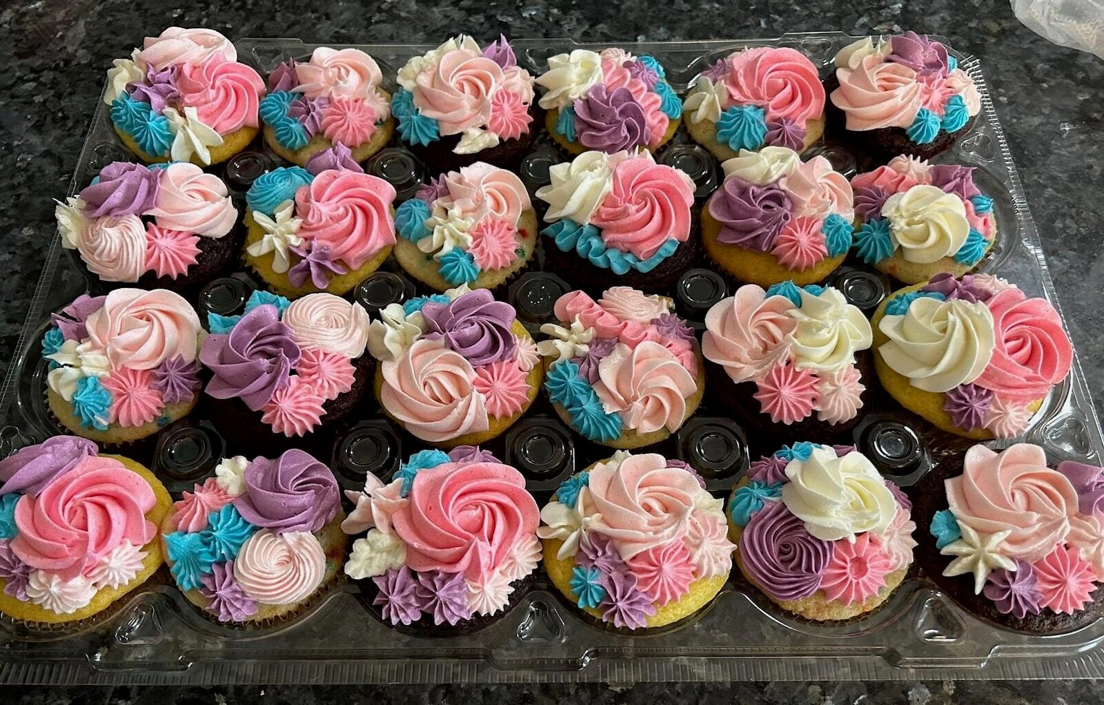 colorful cupcakes in container