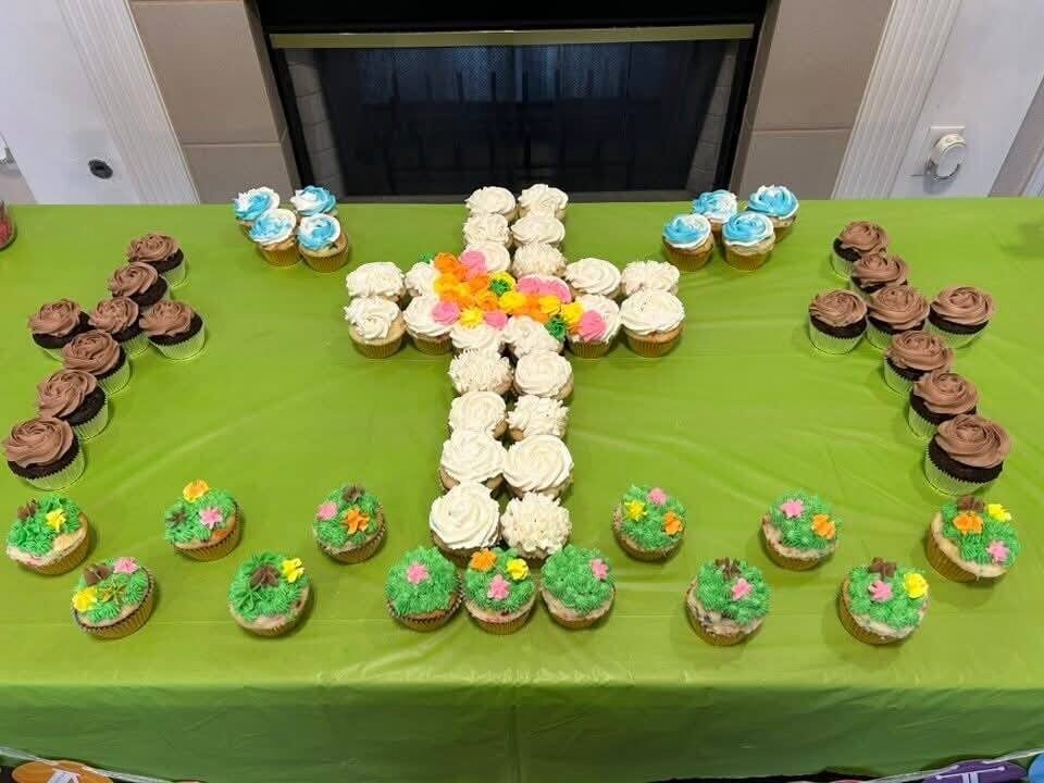 resurrection cupcakes, shaped like a white cross