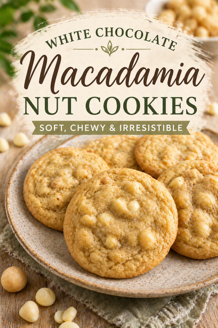 white chocolate macadamia nut cookies pin for pinterest