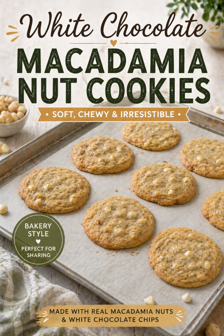 white chocolate macadamia nut cookies pin for pinterest