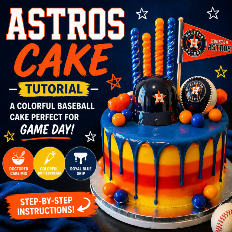 Astros-Inspired Cake Tutorial (Colorful Baseball Party Cake)
