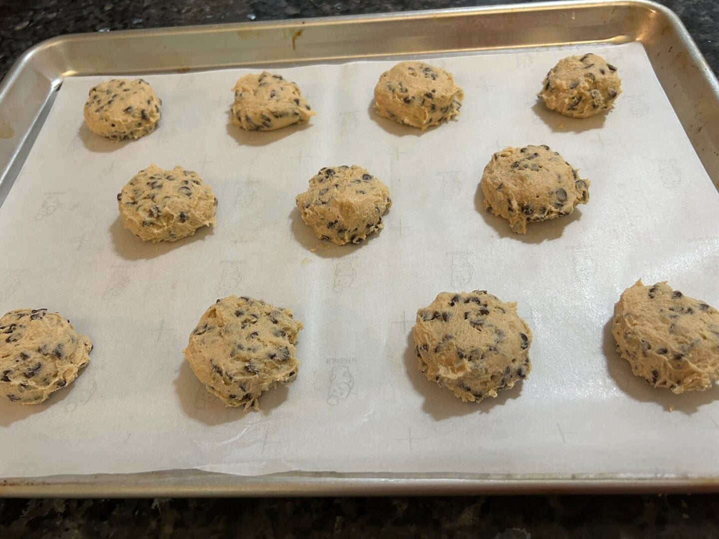Rolls Royce Cookie dough balls on baking sheet

