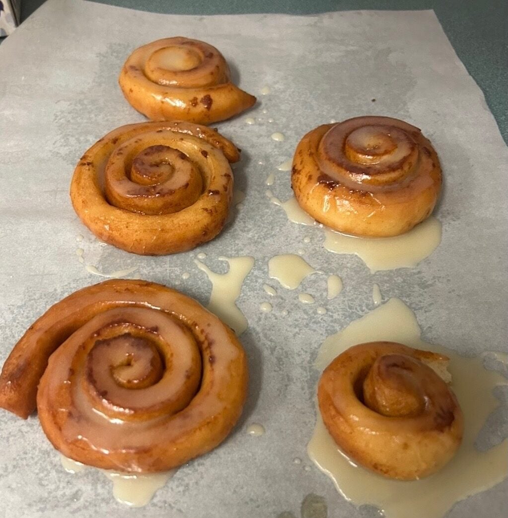 Homemade Honey Buns, glazed