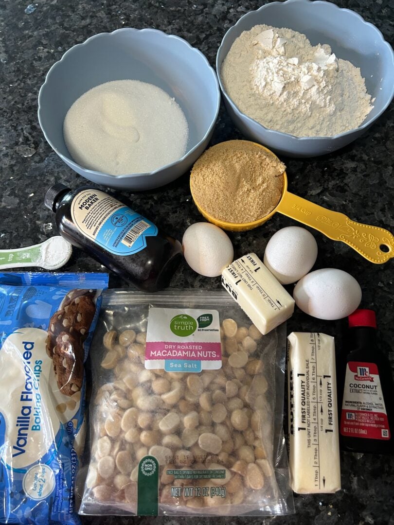 white chocolate macadamia nut cookie ingredients