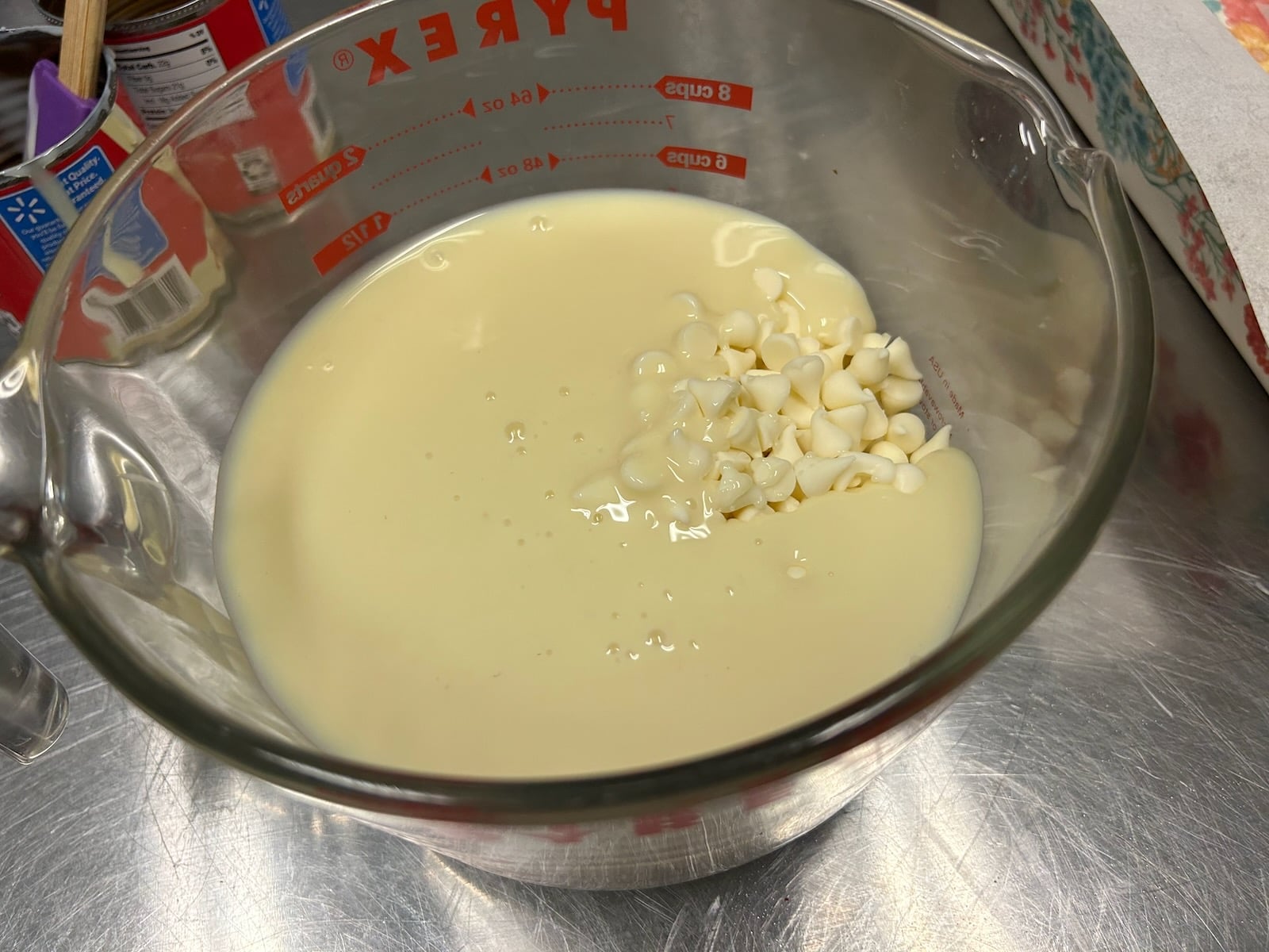 birthday cake fudge batter in bowl before melting