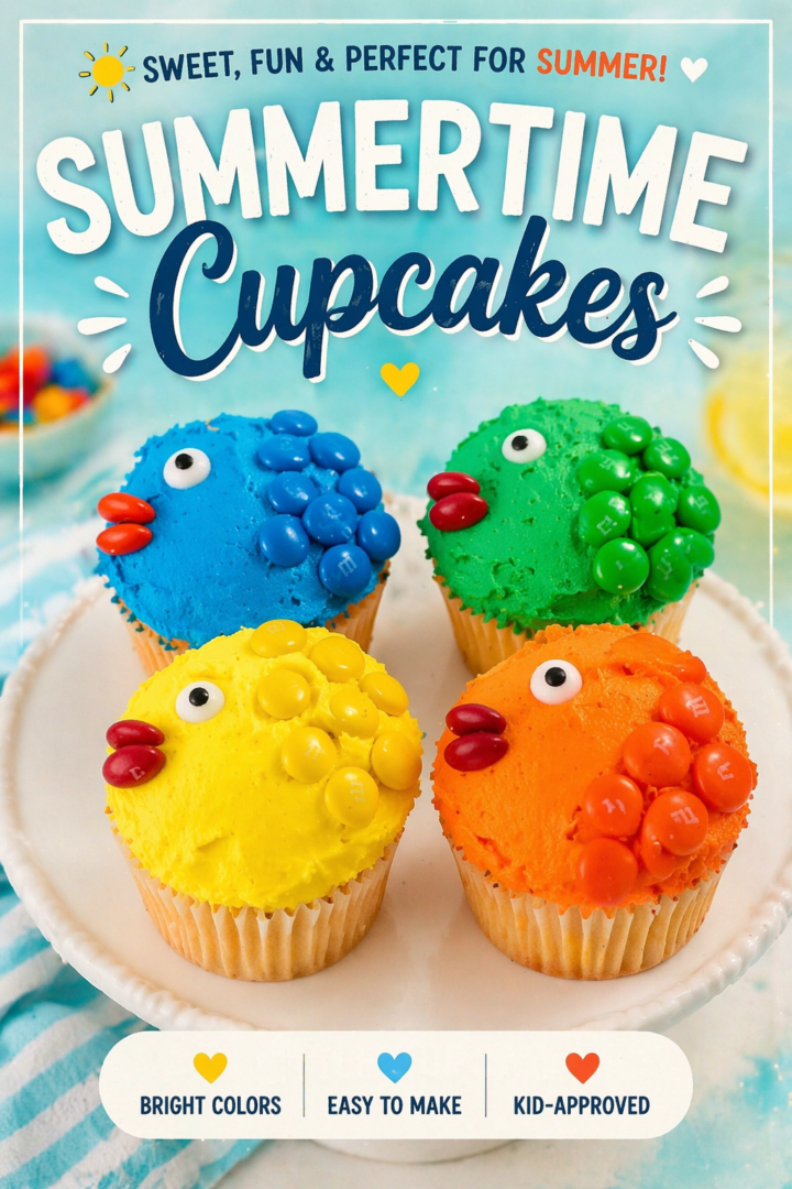 summertime cupcakes decorated like fish