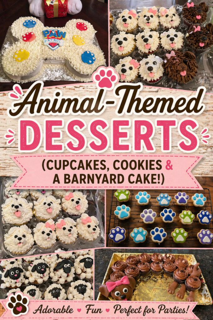 animal themed desserts pin for pinterest