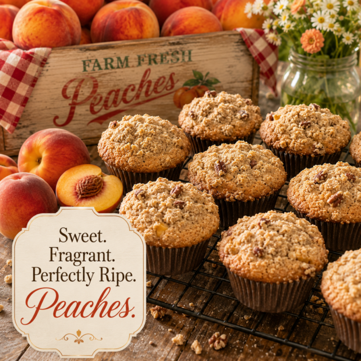 Brown Sugar Peach Cobbler Muffins
