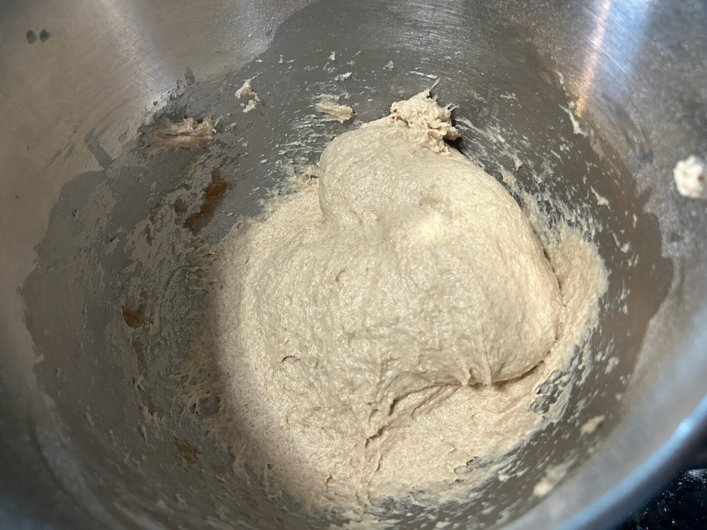 bread dough before fully kneaded, loose and sticky