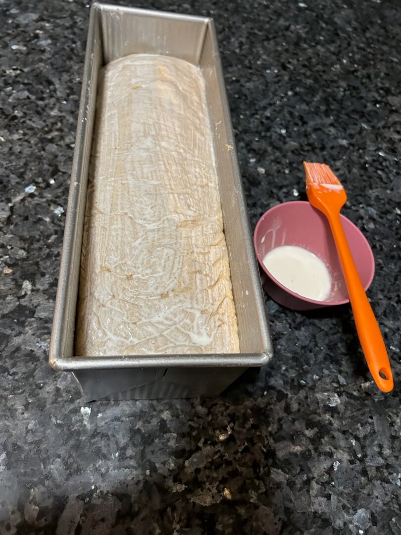 simple sandwich bread dough in pan