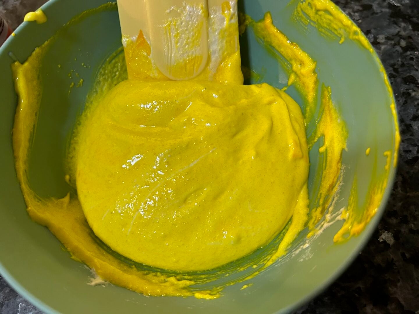 macaron batter dyed yellow