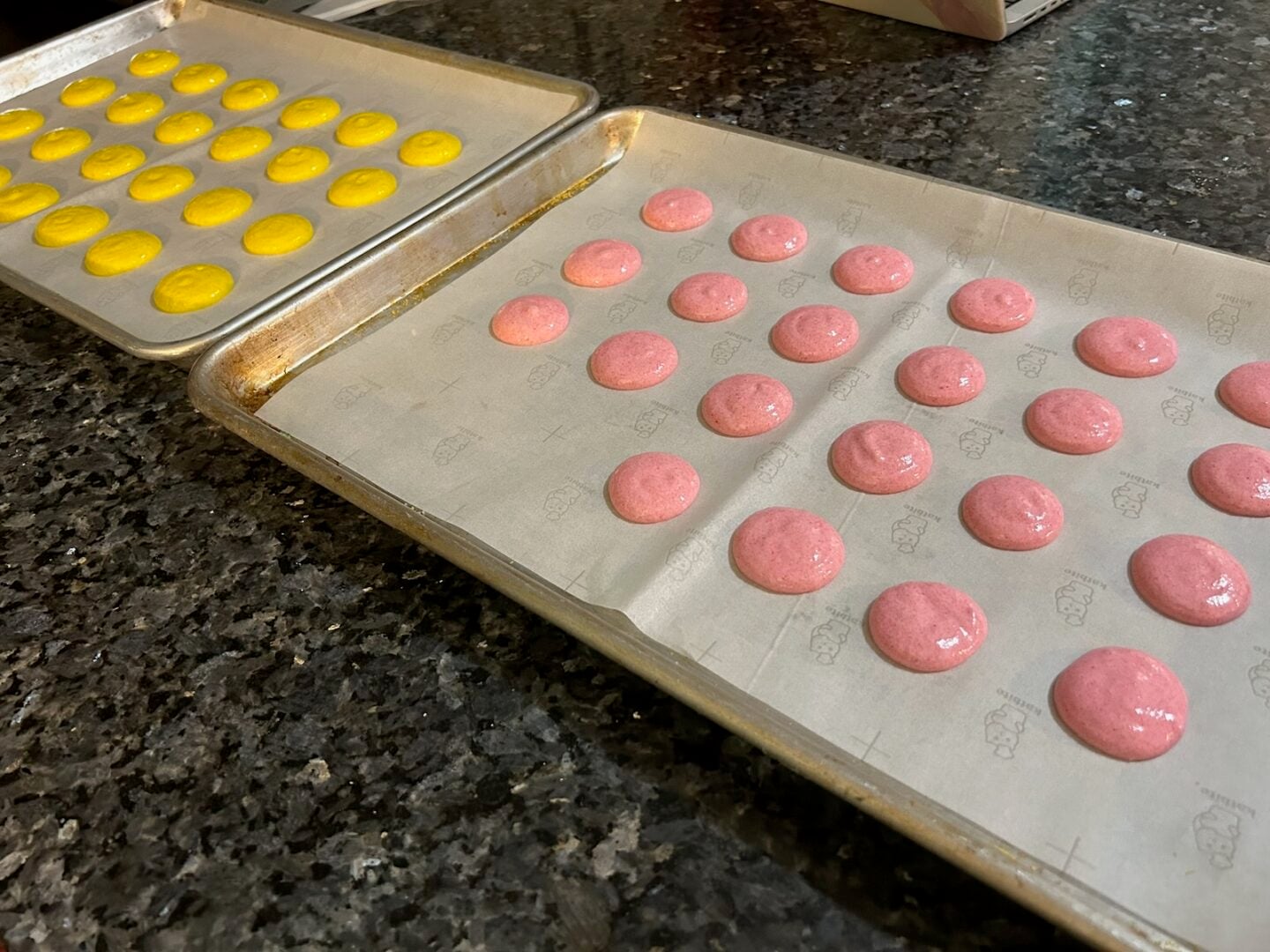 piped macaron batter