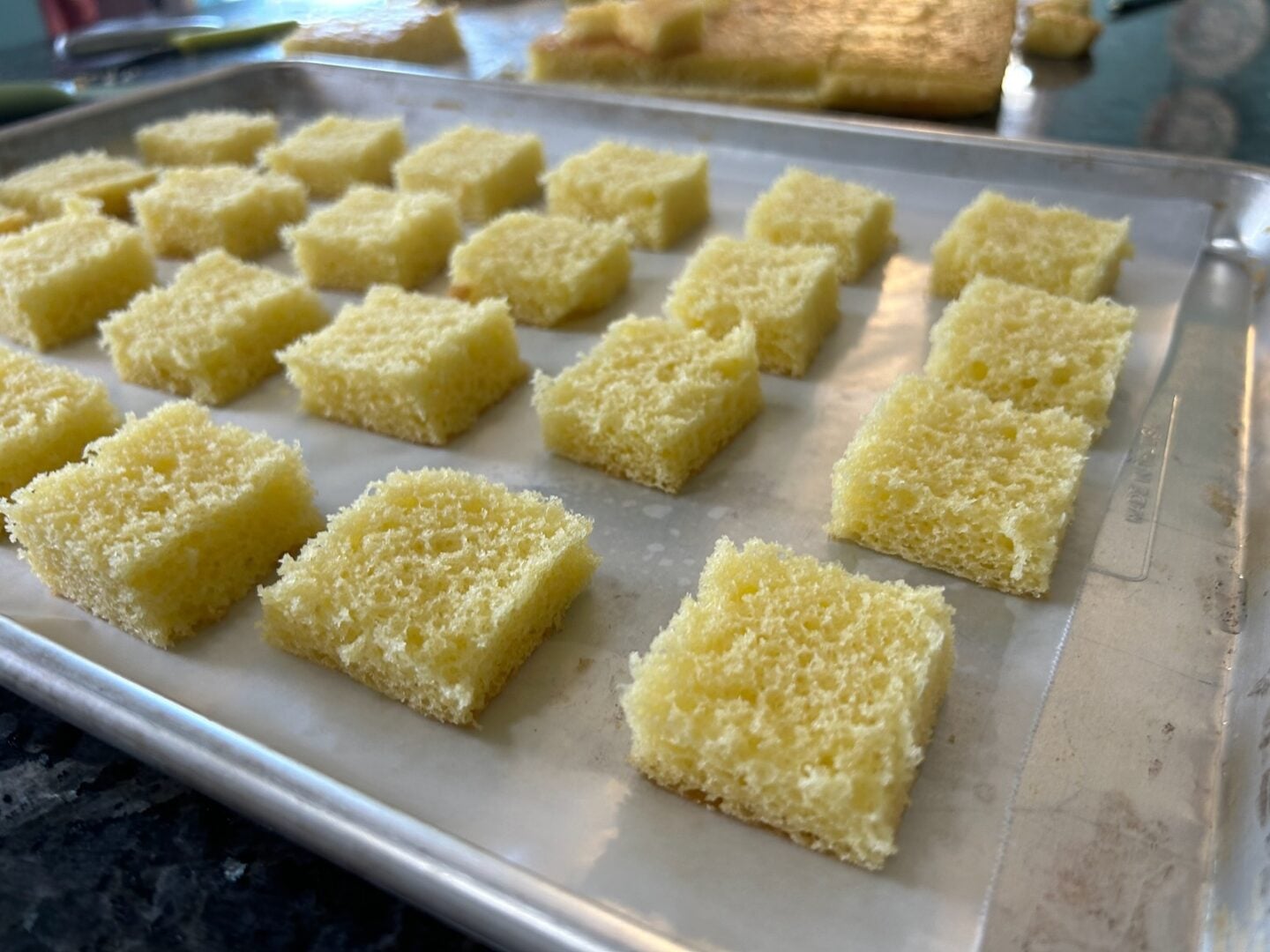 lemon cake cut into squares