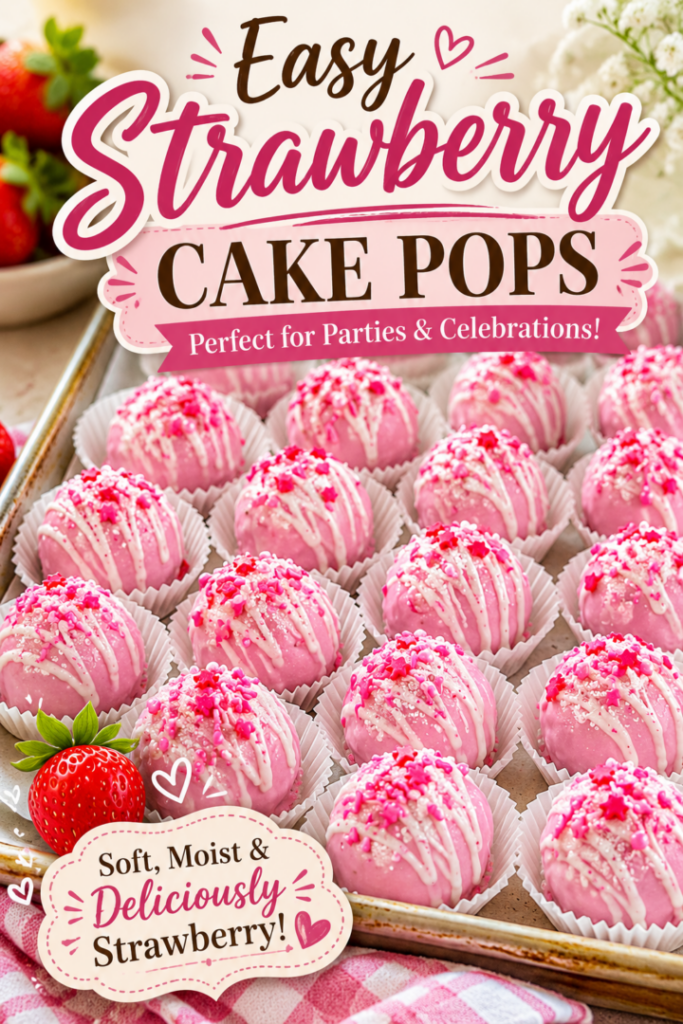 easy strawberry cake pops pin for pinterest