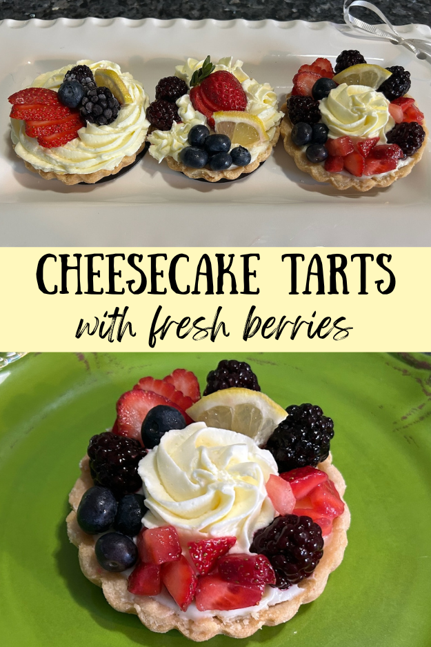 Cheesecake Tarts with Fresh Berries pin for Pinterest