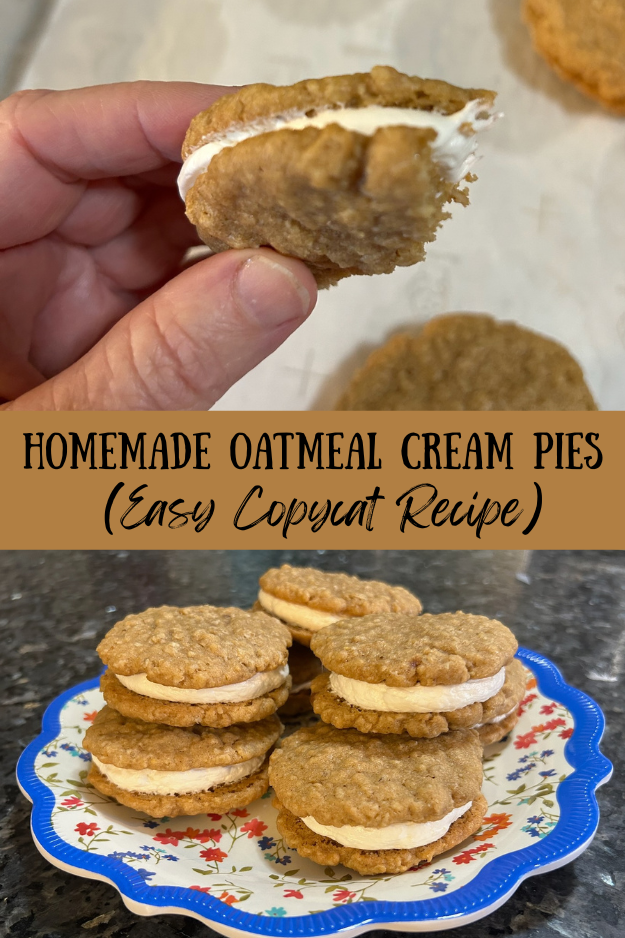 Soft homemade oatmeal cream pies with fluffy marshmallow filling are an easy copycat of the classic lunchbox treat, made with simple pantry ingredients.