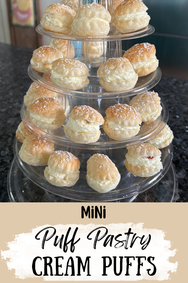mini puff pastry cream puffs pin for pinterest