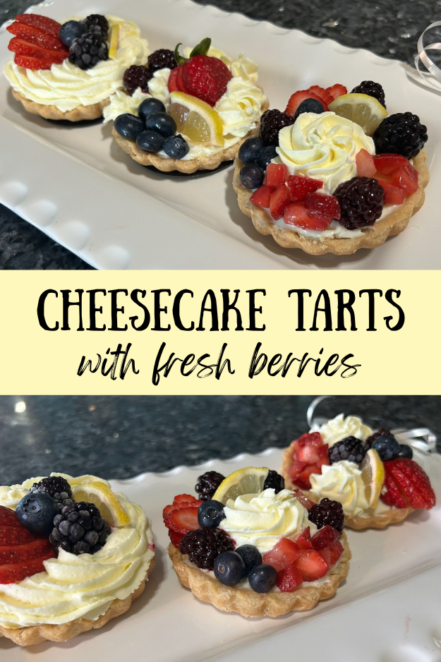 Cheesecake Tarts with Fresh Berries pin for Pinterest