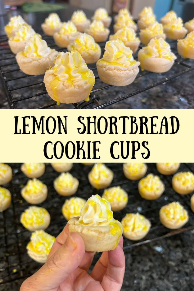 Lemon Shortbread Cookie Cups with Marshmallow Filling pin for pinterest