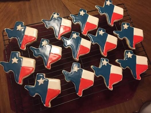texas red white and blue cookies