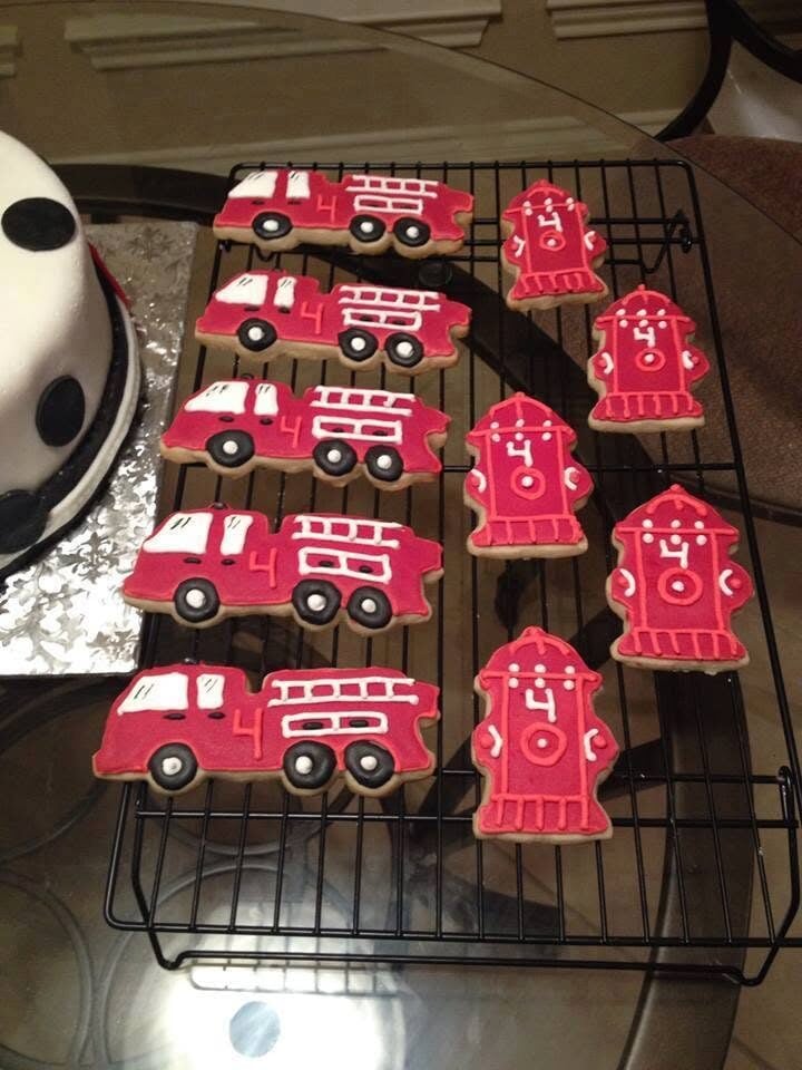 birthday cookies fire trucks