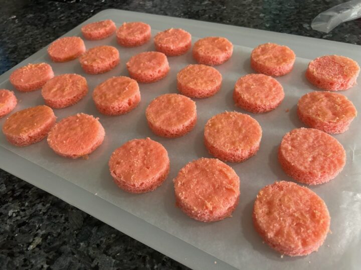 pink cake rounds on board
