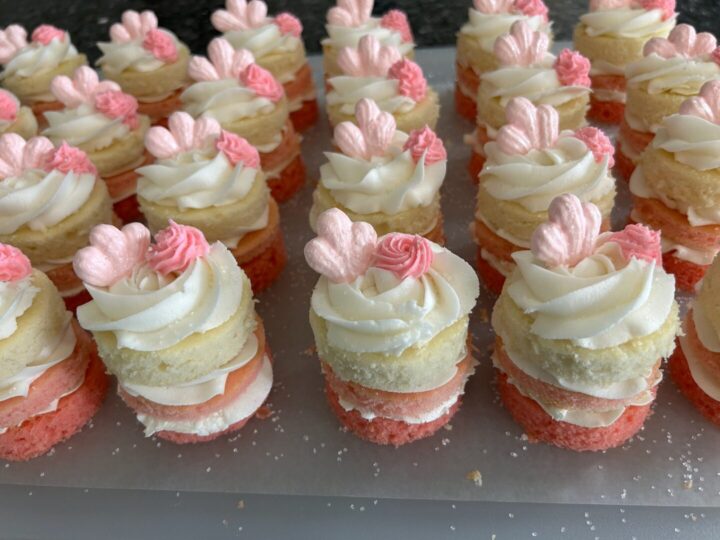 Mini Layer Cakes (made with doctored cake mixes)