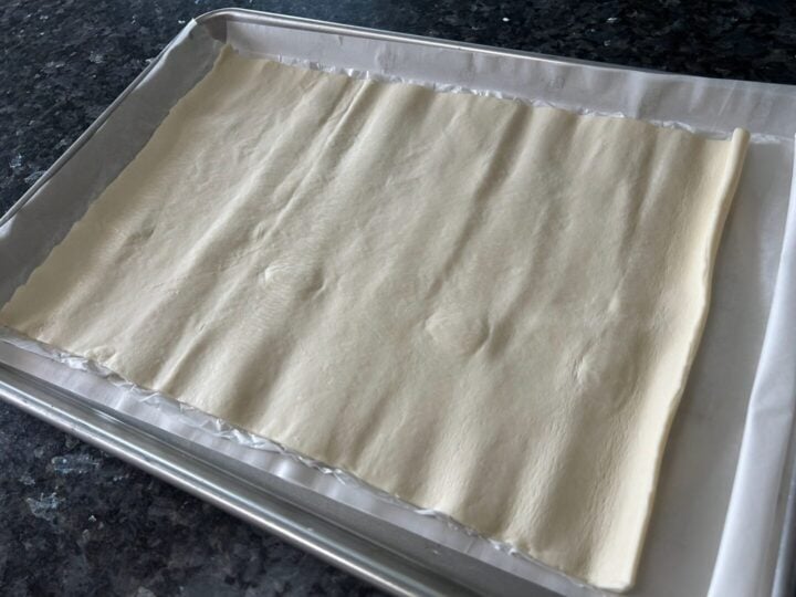 puff pastry on cookie sheet