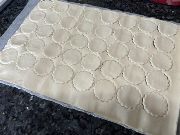 puff pastry with circles cut