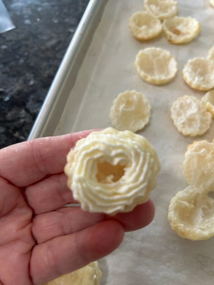 cream puff with cream piped in