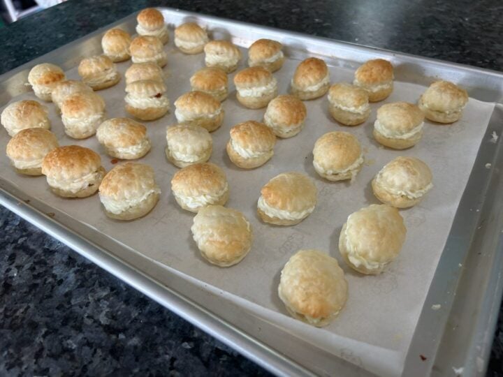 cream puffs on cookie sheet