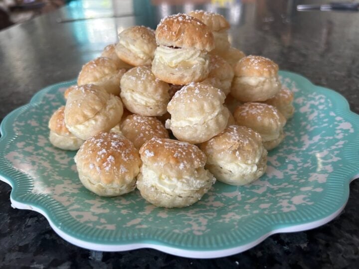 cream puffs on platter
