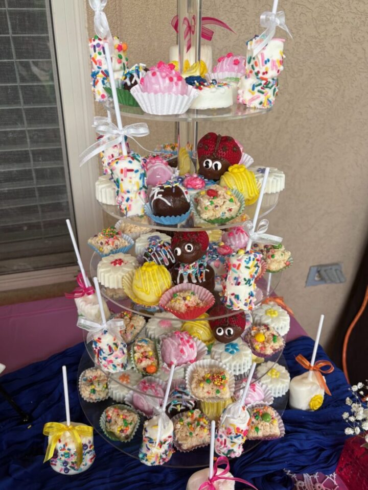 tiered stand with sweet treats