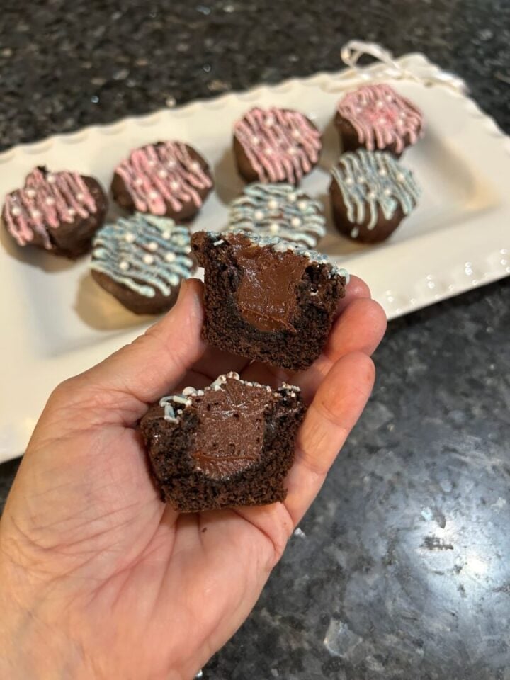 interior view of Brownie Bites with Chocolate Truffle Filling