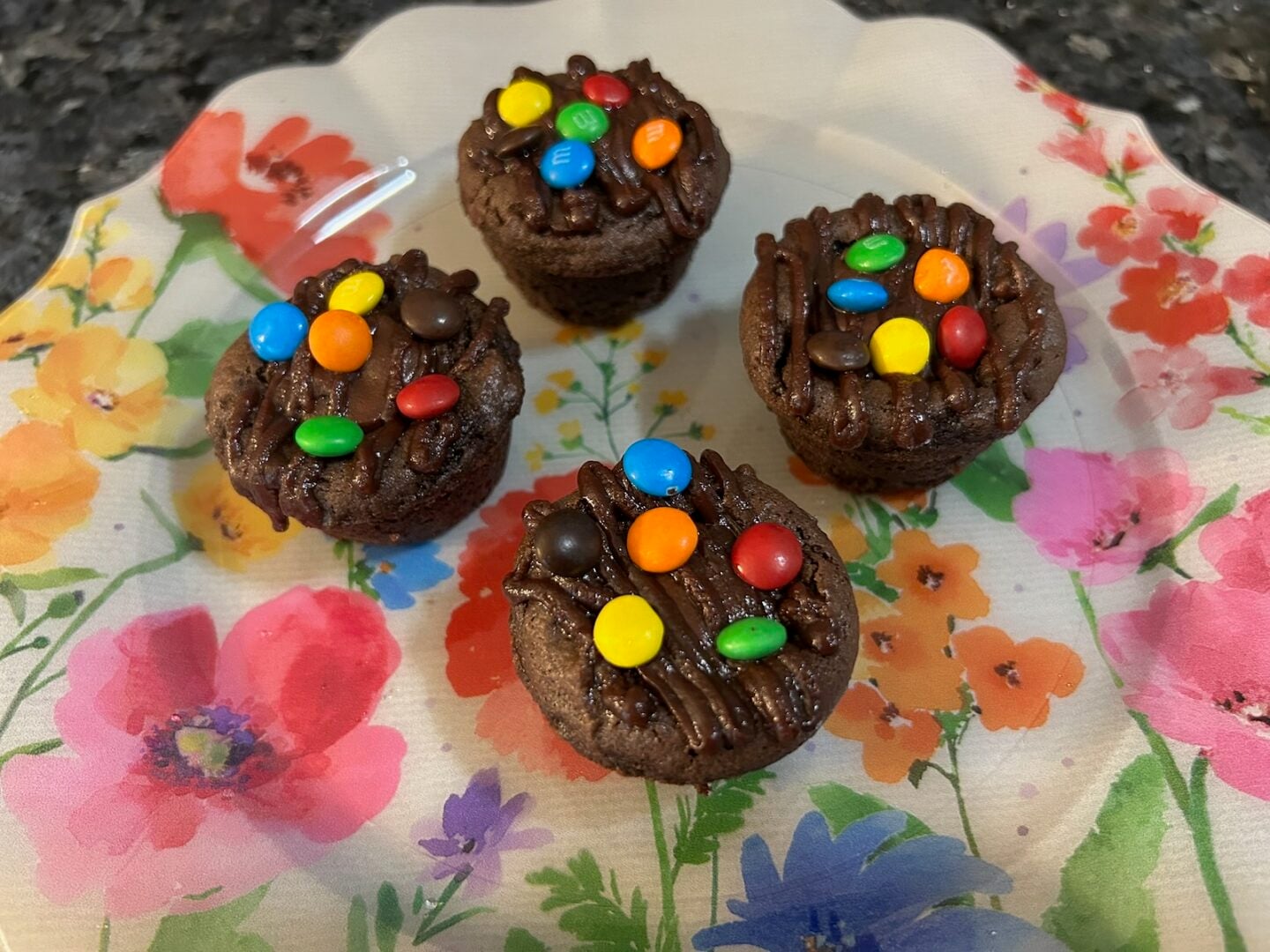 Brownie Bites with Chocolate Truffle Filling decorated for birthday