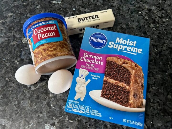 German Chocolate Cake Bite with Coconut Pecan Filling ingredients