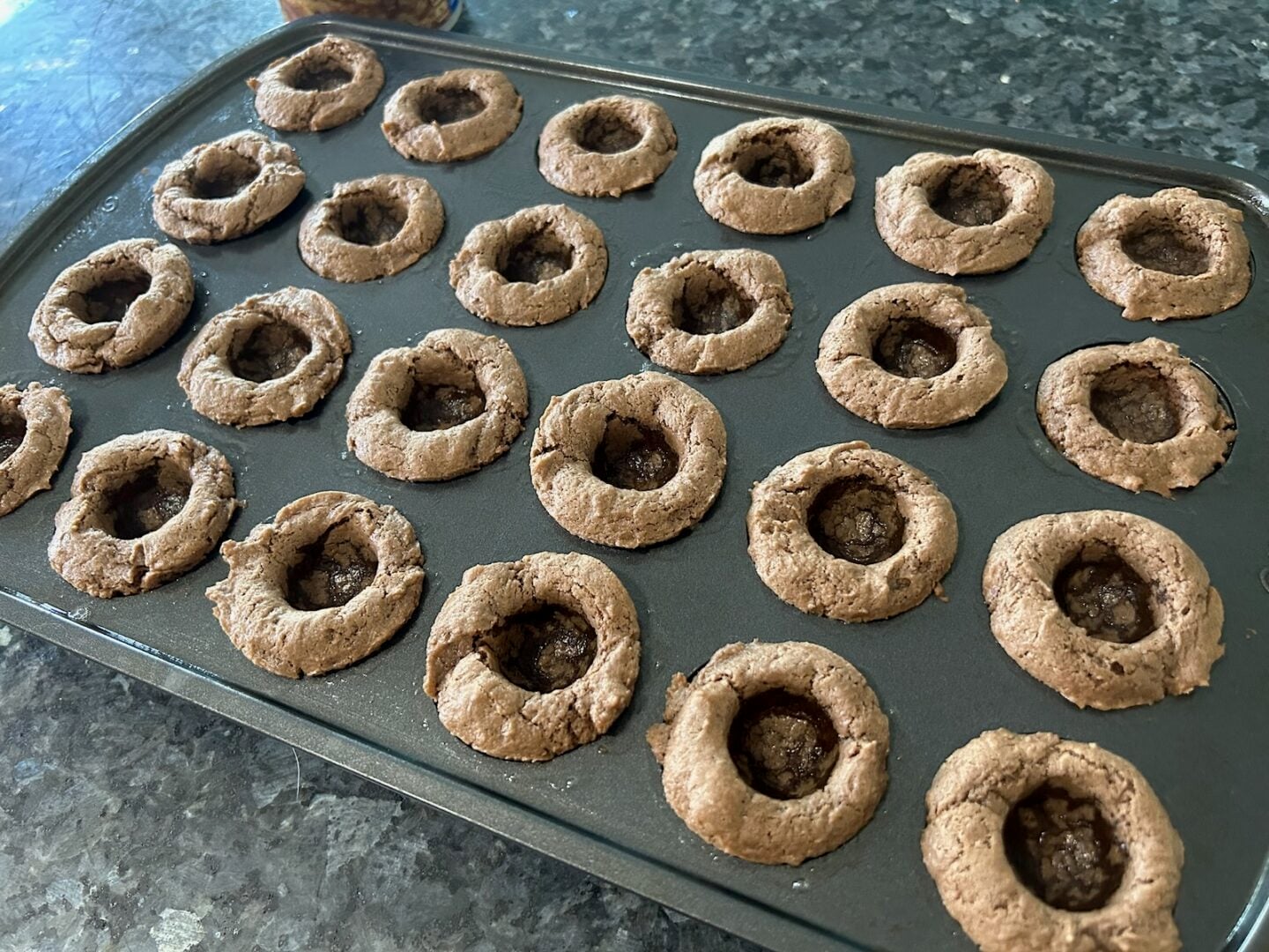 placing wells (holes) in cake bites