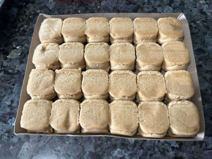 peanut butter dough pieces, frozen