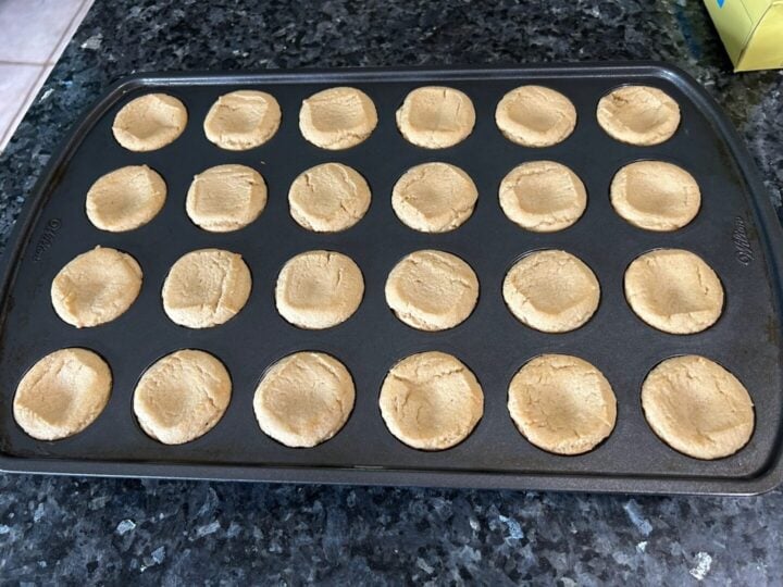 peanut butter cookies baked in muffin tin