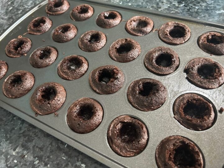 wells made in hot cocoa mini cakes