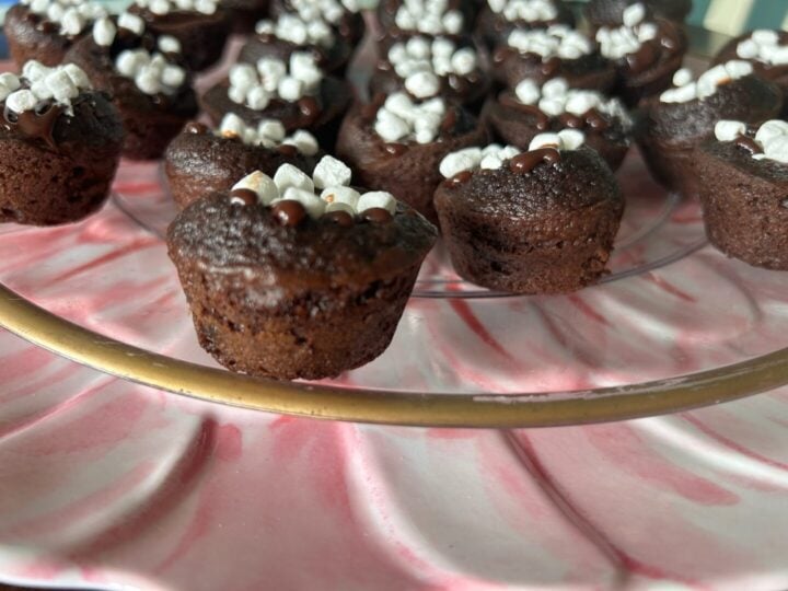 hot cocoa cake bites with marshmallow fluff