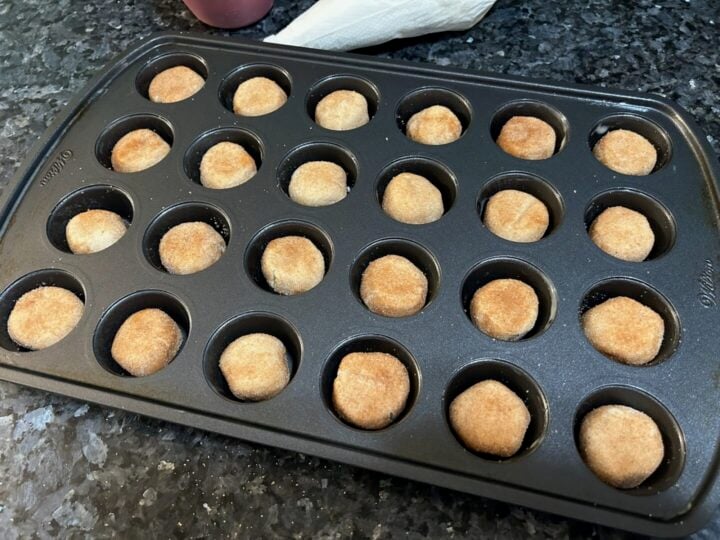 Snickerdoodle Cookie Cup dough in mini muffin tin